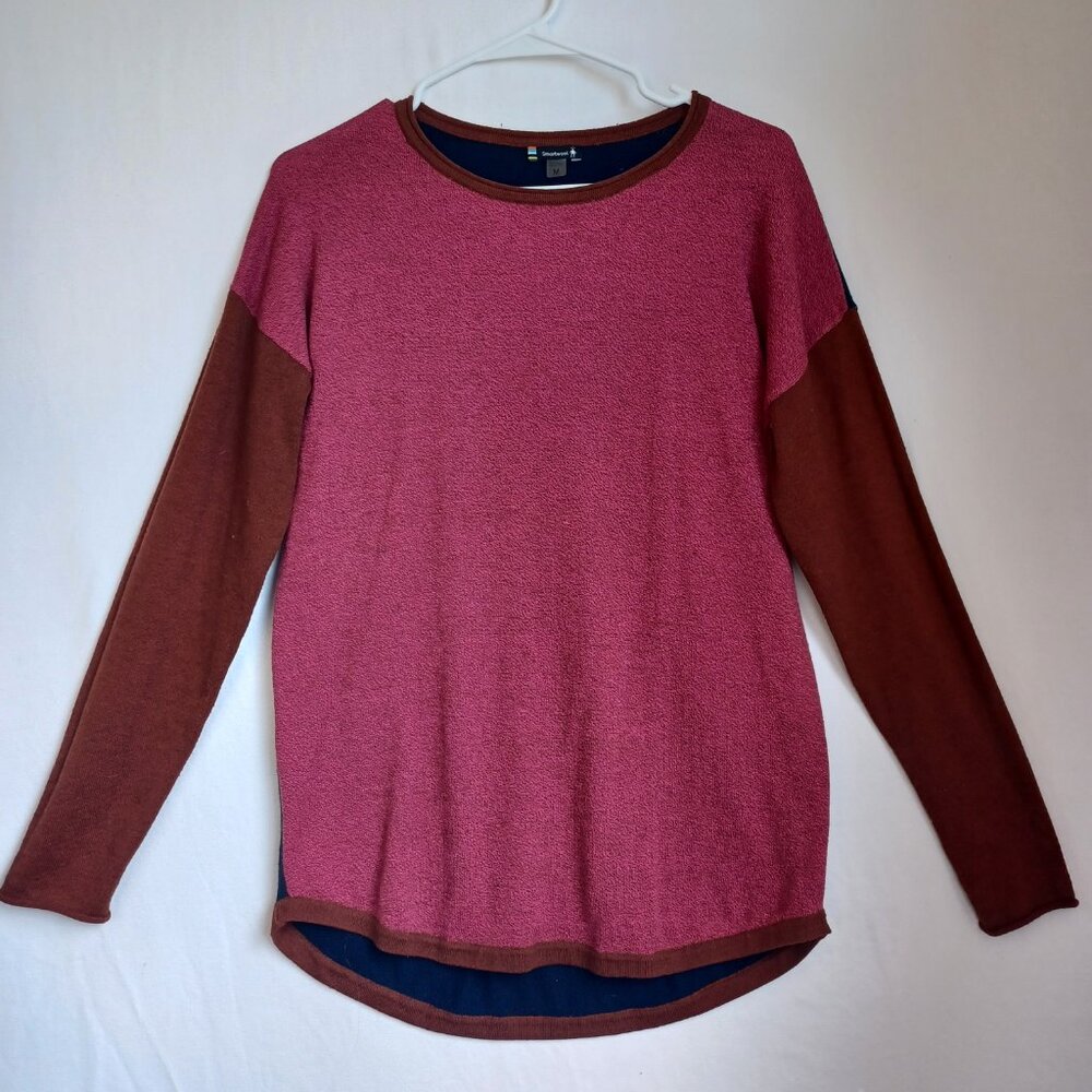 Smartwool Sweater Shadow Pine Colorblock Wool Cre… - image 4